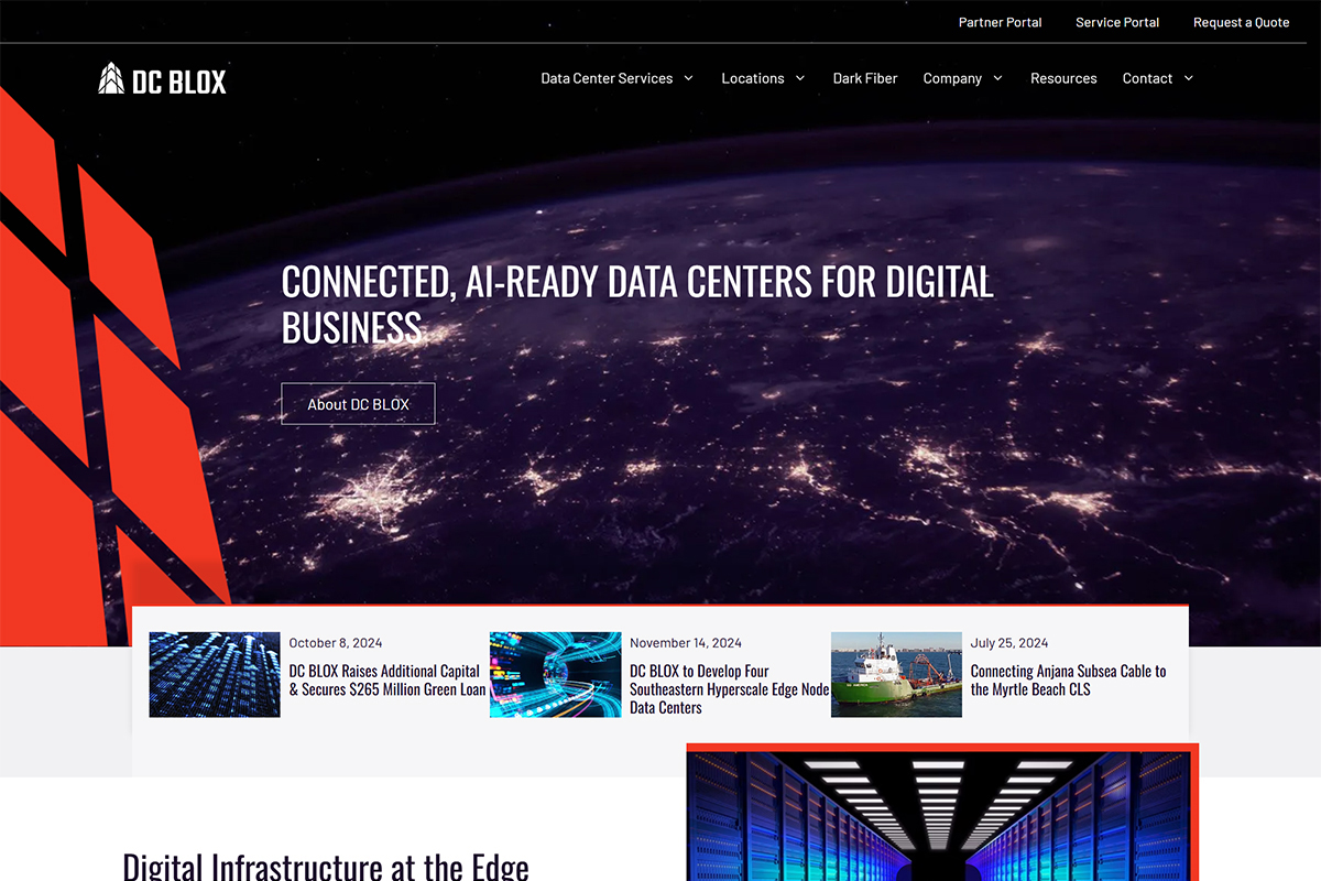 DC BLOX web design homepage