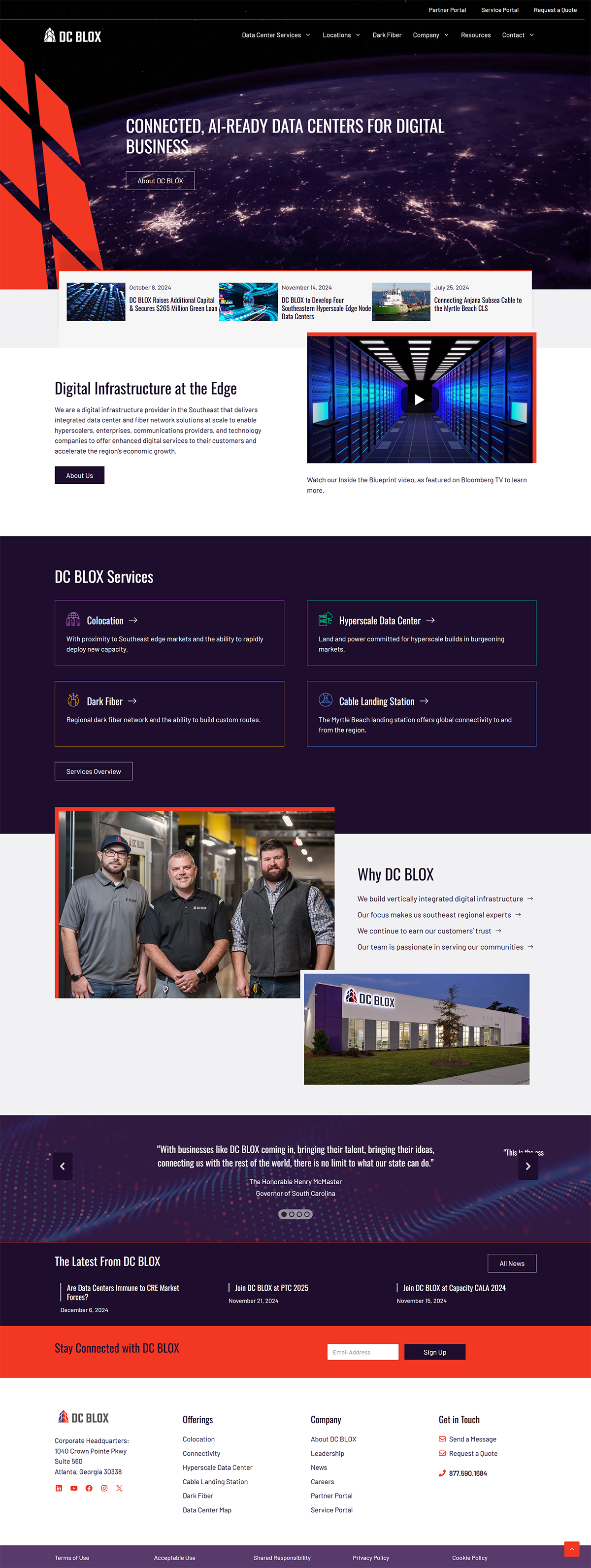 DC BLOX web design homepage